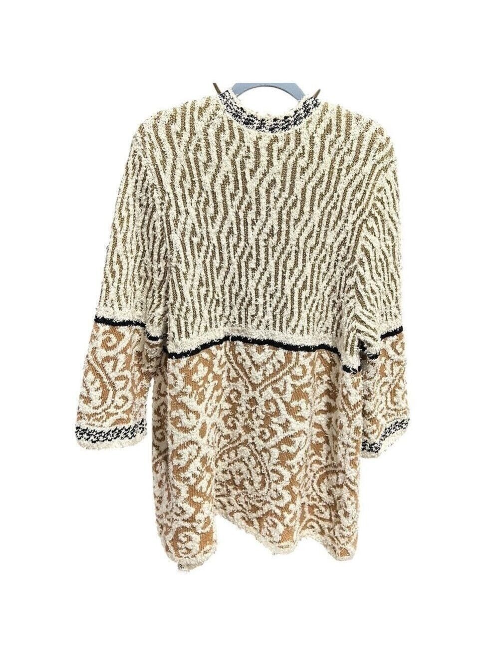 CHICOS Pattern Mix Audrey Open Front Oversized Cardigan Eyelash 3/4 Sleeves XL - Picture 6 of 8